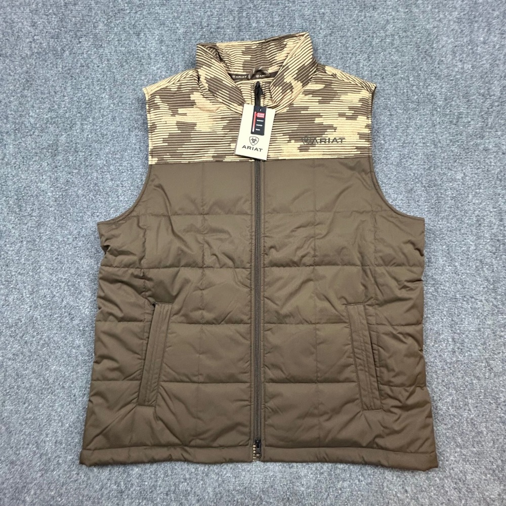 Ariat Crius Insulated Vest Mens XL Brown Camo Concealed Carry Puffer Jacket - Picture 1 of 16